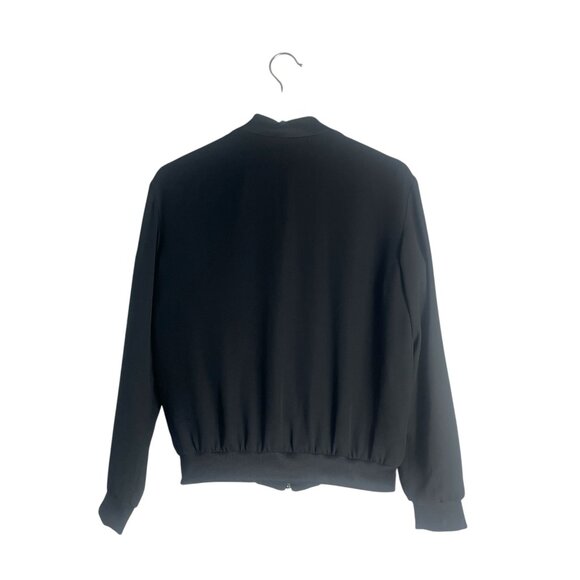 Zara Light Black Bomber Jacket Size XS Bikercore Edgy Layering Moto Neutral - Picture 3 of 7